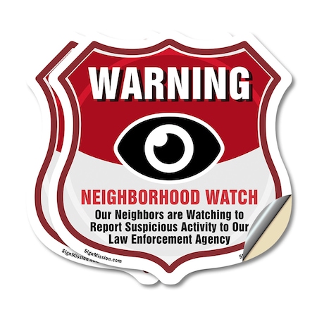 Signmission Neighborhood Crime Watch Shield Sign War, 6 inch X 6 inch, Vinyl Decal, 2PK SHI-D-2PACK-6-387