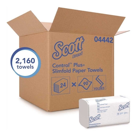 Scott White Slimfold Hand Towels with Fast-Drying Absorbency Pockets 90 Towels/Clip, , 24PK 04442