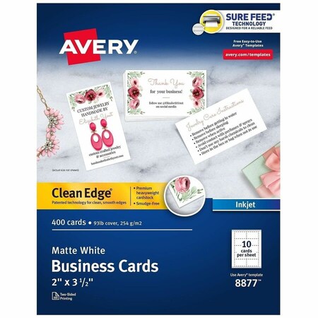Avery Clean Edge Business Cards, Matte, PK400 8877