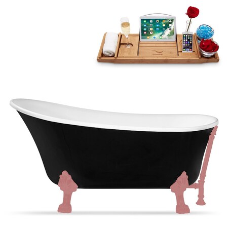 Streamline 66.9 in L, 31.5 in W, Glossy Black, Acrylic, Reversible N345PNK-PNK