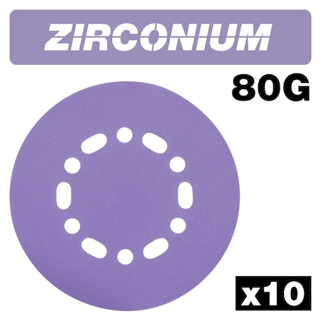 Trend Tool Technology Zirconium 6 Inch Random Orbit 80 Grit Sanding Discs, Pack of 10, AB/150/80Z, 10PK U*AB/150/80Z