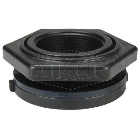 Dixon Bulkhead Fitting, 2 in Nominal, FNPT End Style, 3 in Hole, Polypropylene 63481