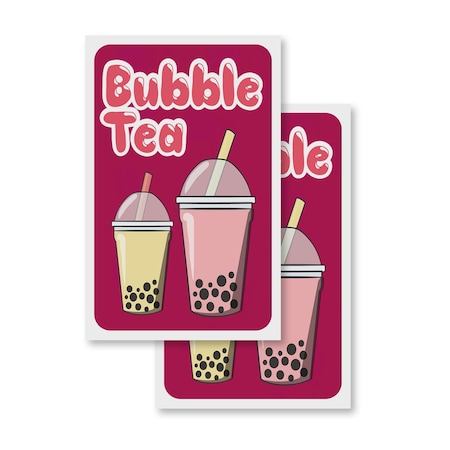 Signmission Bubble Tea, Vinyl Decals Only 24 Inch x 36 Inch, Vinyl Decal, 2PK DSB-2436-2PACK-30351