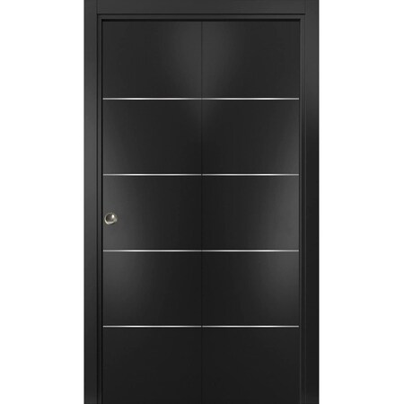 Sartodoors Sliding Closet Bi-fold Doors, Planum 0020 Matte Black, Sturdy Tracks Moldings Trims Hardware Set, W PLANUM0020BF-BLK-64 x 84 (2* 32x84)