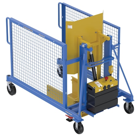 Vestil Trash Can, Blue/Yellow, Steel TCD-M-48-DC