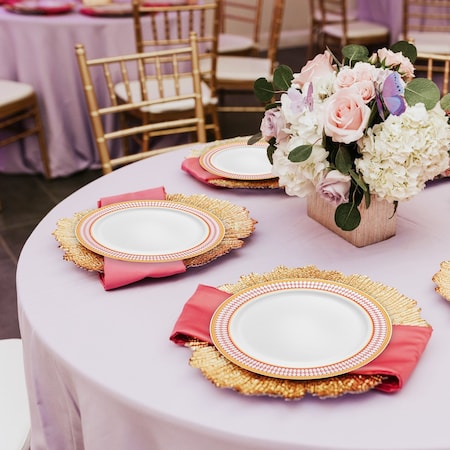 Smarty Had A Party 10.25" White with Red and Gold Chord Rim Plastic Dinner Plates (120 Plates), 120PK 620BG-CASE