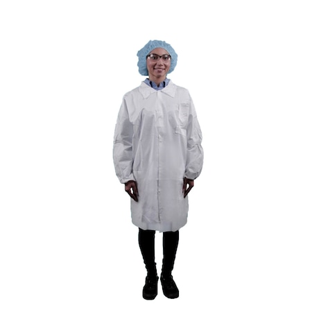 Keystone Safety Microporous Lab Coat, Snaps Closure, White, XL, 30 PK LC3-WE-KG-XL
