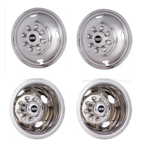 Pacific Dual Fits 17" - 8 Lug, 4 Vent Holes Wheel, Polished, Stainless Steel, Set Of 4 43-1608