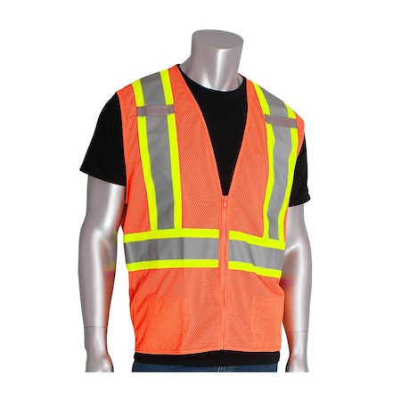Pip ANSI Type R Class 2 Two-Tone Mesh Vest with "D" Ring Access 302-0600D-OR/L