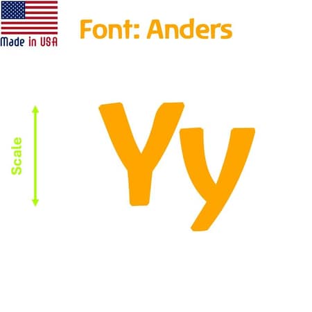 Aacc Self-Adhesive Vinyl Letter: Y, Scale: 1.5 in. Color: Orange Font: Anders by, 12PK AACC-Anders-UY-Orange-I1.5x12