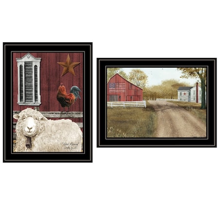 Homeroots Set Of Two Good Morning 2 Black Framed Print Wall Art, 2PK 406194