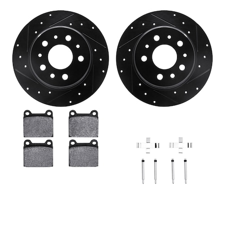 Dynamic Friction Co DFC Rotors-Drilled & Slotted-Black w/ EURO 5000 Ceramic Brake Pads Incl Hdw 8612-63008