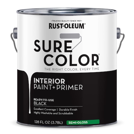 Rust-Oleum Sure Color Semi-Gloss Black Water-Based Paint + Primer Interior 1 gal 380228