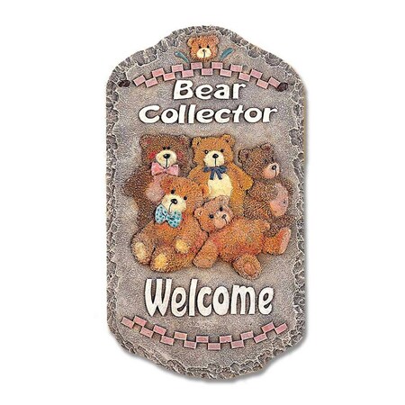 Homeroots 13" X 8" Gray Brown And Cream Bear Welcome Resin Wall Decor 405120