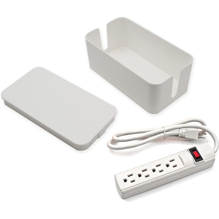Electriduct Cable Bin Mini w/ Surge Protector- White PD-ED-CBM-WT