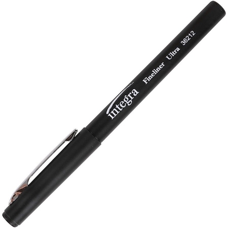 Integra Fineliner Permanent Markers, Ultra Fine, Black, PK12 ITA36212
