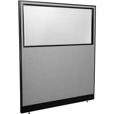 Global Industrial Interion Office Partition Panel with Partial Window and Pass-Thru Cable, 60-1/4"W x 64"H, Gray 694725WPGY