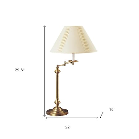 Homeroots 30" Bronze Metal Swing Arm Table Lamp With Off White Empire Shade 524750