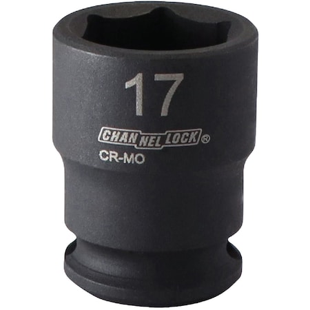 Channellock 3/8'' Drive 17 mm 6-Point Shallow Metric Impact Socket S1815800112020001