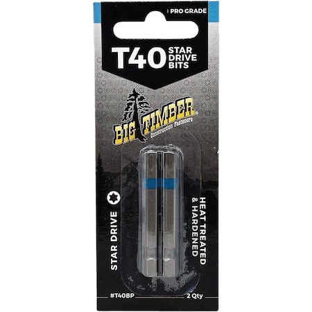 Big Timber 2'' T40 Star-Drive Impact Screwdriver Bit, 2PK T40MP