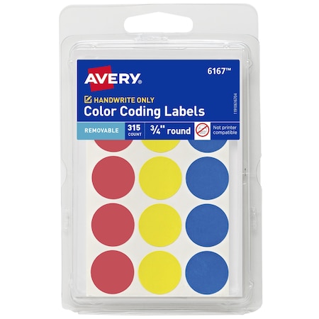 Avery Removable Color-Coding Labels, Re, PK315 6167