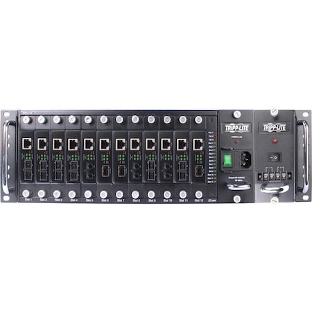 Eaton Tripp Lite Series 12-Slot Media Converter Chassis for Select N784-H and N785-H Models, 3U Rack N785-CH12