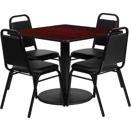 Flash Furniture Square Laminate Table, Laminate Top, Wood Grain RSRB1010-GG