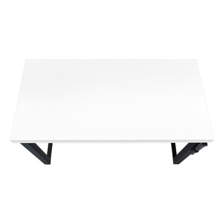Homeroots Adjustable White and Black Wood and Metal Sled Computer Desk 490018