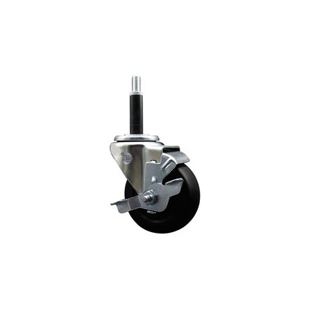 Service Caster 3.5'' Soft Rubber Swivel 3/4'' Expanding Stem Caster with Brake SCC-EX20S3514-SRS-TLB-34