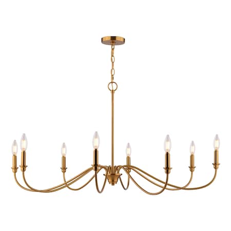 Vaxcel Annabelle 8-Light Farmhouse Candle-Style Chandelier, Muted Brass, 42-In. Wide H0323