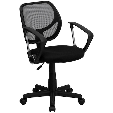 Flash Furniture Mesh Task Chair, 15-1/2" to 19-1/2", Fixed Arms, Black WA-3074-BK-A-GG