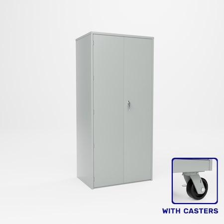 Pucel Heavy Duty Storage Cabinet with Casters, 36 in W x 84 in H x 24 in D, Adjustable Shelves, Gray HDSC-3678-24-4C