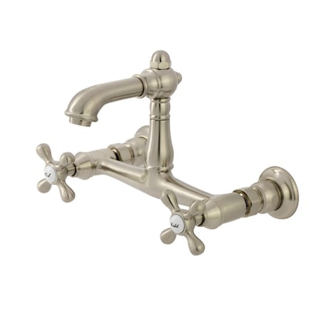 Kingston Brass Double-Handle Wall Mount Bathroom Faucet, Brushed Nickel KS7258AX