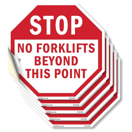 Signmission Stop No Forklifts Beyond This Point, 4 inch X 4 inch, Vinyl Decal, 5PK OC-D-5PACK-4-59