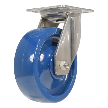Vestil Solid Polyurethane Swivel Caster 6 In. Diameter x 2 In. Width 1200 Lb. Capacity Dark Blue CST-F-SS-6X2SP-S