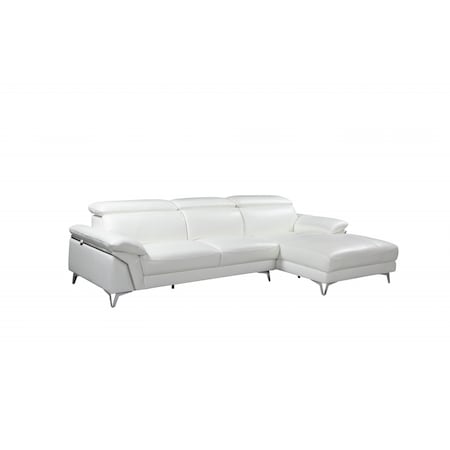 Homeroots White Italian Leather L Shaped Two Piece Sofa and Chaise Sectional 343951