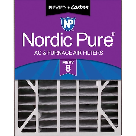 Nordic Pure 20x25x5 Plus Carbon Pleated Air Filter, High Capacity, MERV 8 20x25x5ABPM8C-1