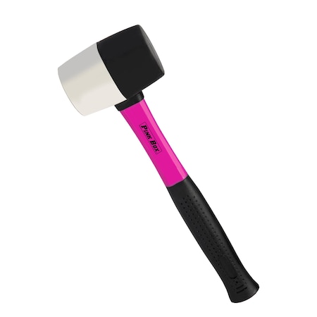The Original Pink Box 16oz Rubber Mallet, Double Faced, Non-Marking Side with Fiberglass Handle and Comfort Grip, Pink PB16RM