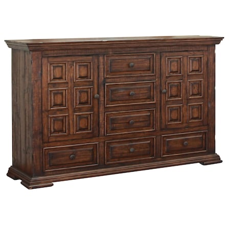 Homeroots 50" Chocolate Solid Wood Six Drawer Triple Dresser 524531