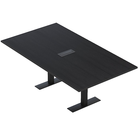 Skutchi Designs 7ft Conference Table With Power Unit | 6 Person Modular Rectangular Meeting Table | Harmony Series HAR-REC-48x84-T.BK-U999ST19-EBLK