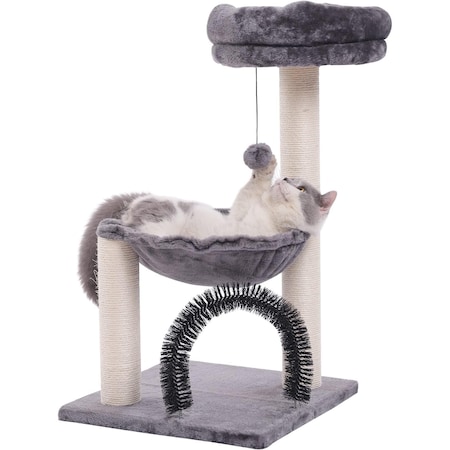 Simple Deluxe HOOPET Cat Tree Tower for Indoor Cats, 27.8 Inches Multi-Level Cat Tree with Scratching Posts Plush 3A82PTTREESCRACH28G01
