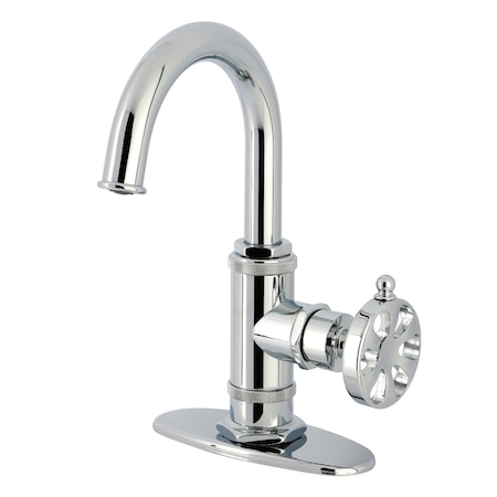 Kingston Brass One-Handle Single-Hole Bathroom Faucet with Deck Plate and Push Pop-Up Drain, Polished Chrome KSD2211RX