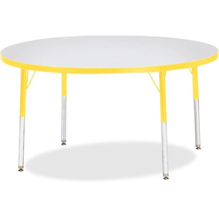 Jonti-Craft Berries Round Activity Table, 48 in. Diameter, A-height, Freckled Gray/Yellow/Gray 6433JCA007