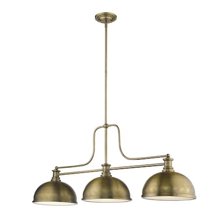 Z-Lite Melange 3 Light Chandelier, Heritage Brass & Heritage Brass 725-3HBR-D12HBR