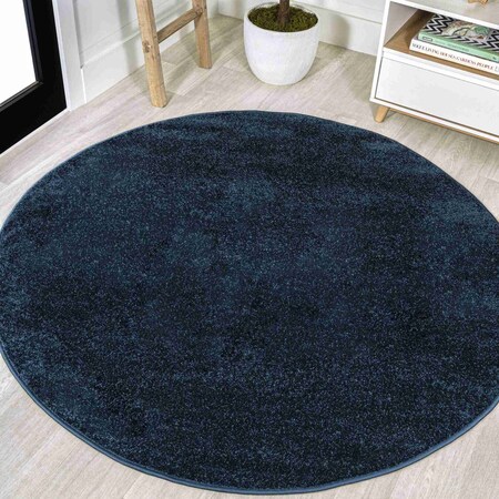 Jonathan Y Haze Solid Low-Pile Navy 6 ft Round Area Rug SEU100C-6R