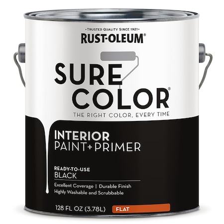 Sure Color Gal Rust-Oleum Black Interior Paint + Primer, Flat 380216