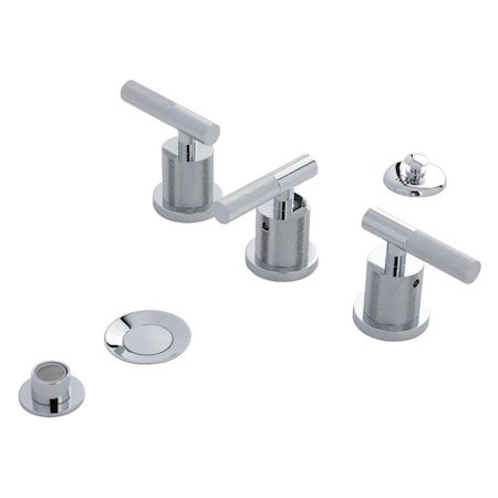 Kingston Brass Three-Handle Bidet Faucet with Knurled Handle and Brass Pop-Up, Polished Chrome KB6321KNL