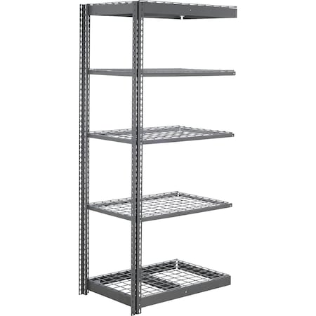 Global Industrial 5 Shelf, Commercial Duty Boltless Shelving, Add On, 48"W x 18"D x 72"H, Wire Deck B3165663