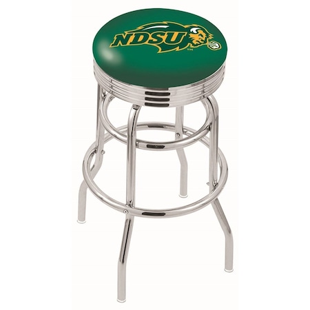 Holland Bar Stool Co 25" Chrome 2-Ring North Dakota State Swivel Bar Stool, Accent Ring L7C3C25NDakSt-G