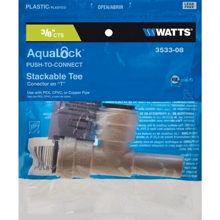 Watts 3/8'' x 3/8'' x 3/8'' Stackable Quick Connect Plastic Tee 3533-08
